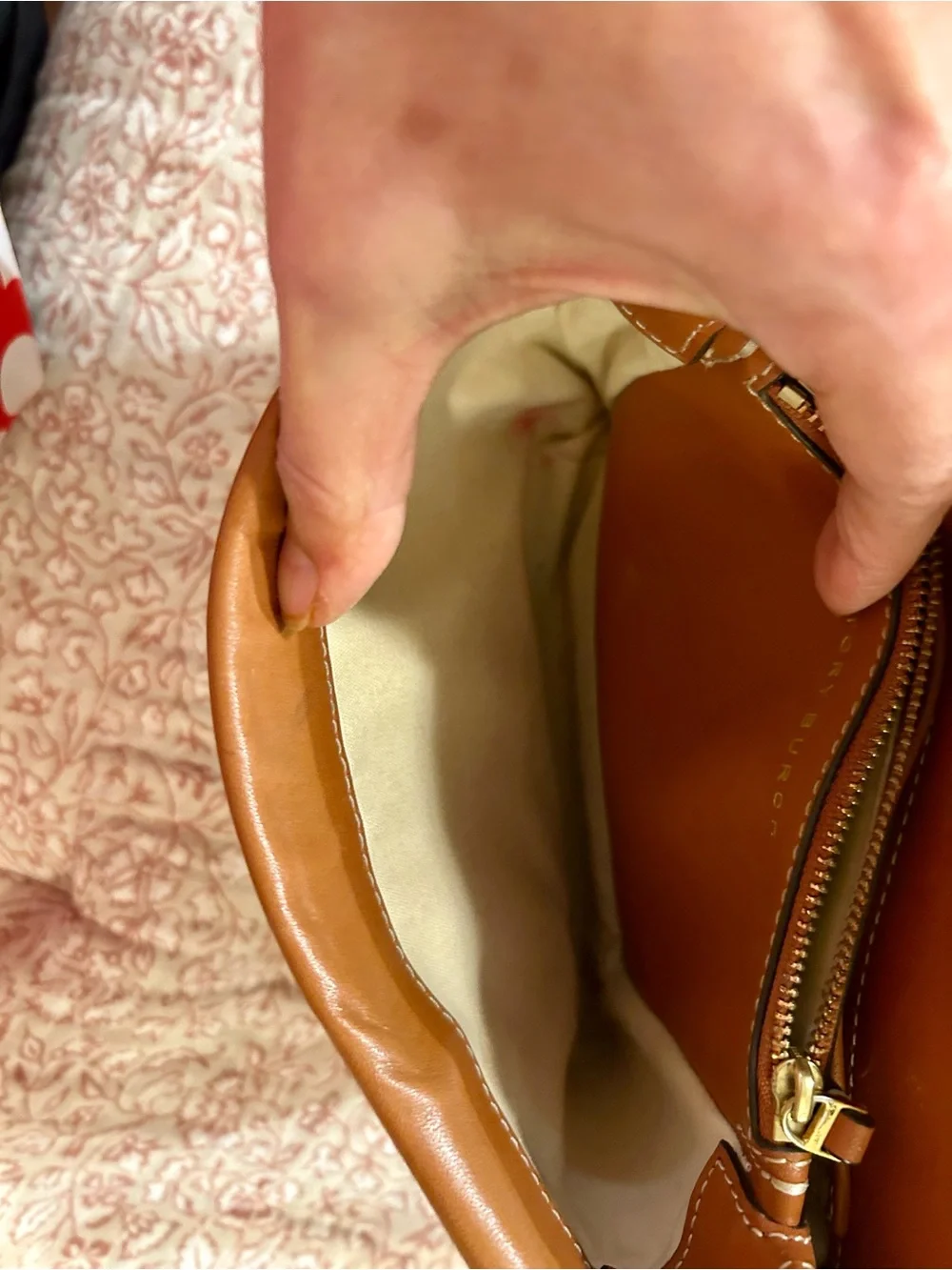 Tory Burch Tan Leather Logo Crossbody Bag